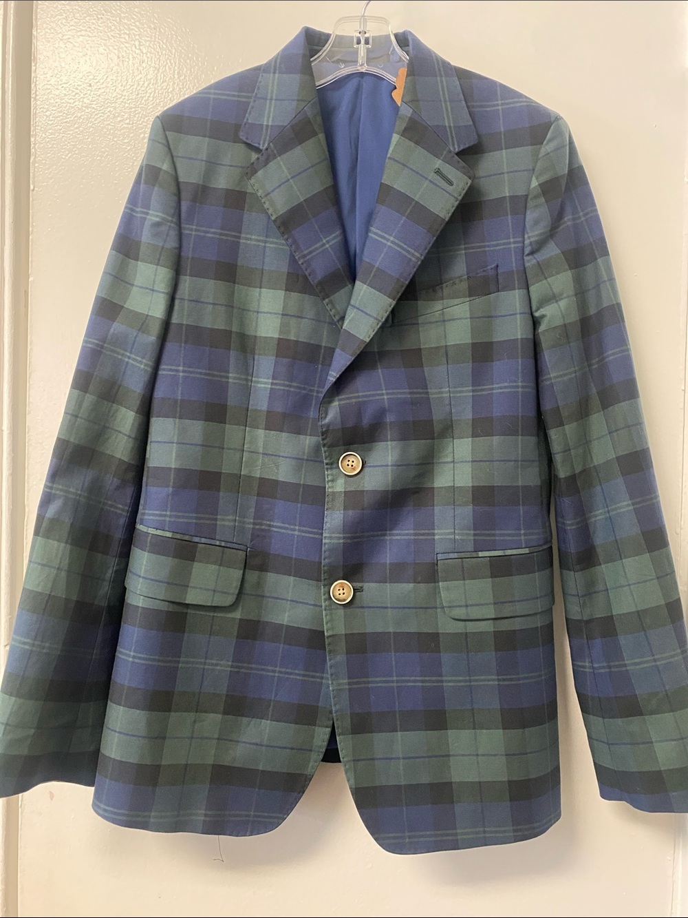 Vineyard Vines Blue & Green Plaid Kids Blazer